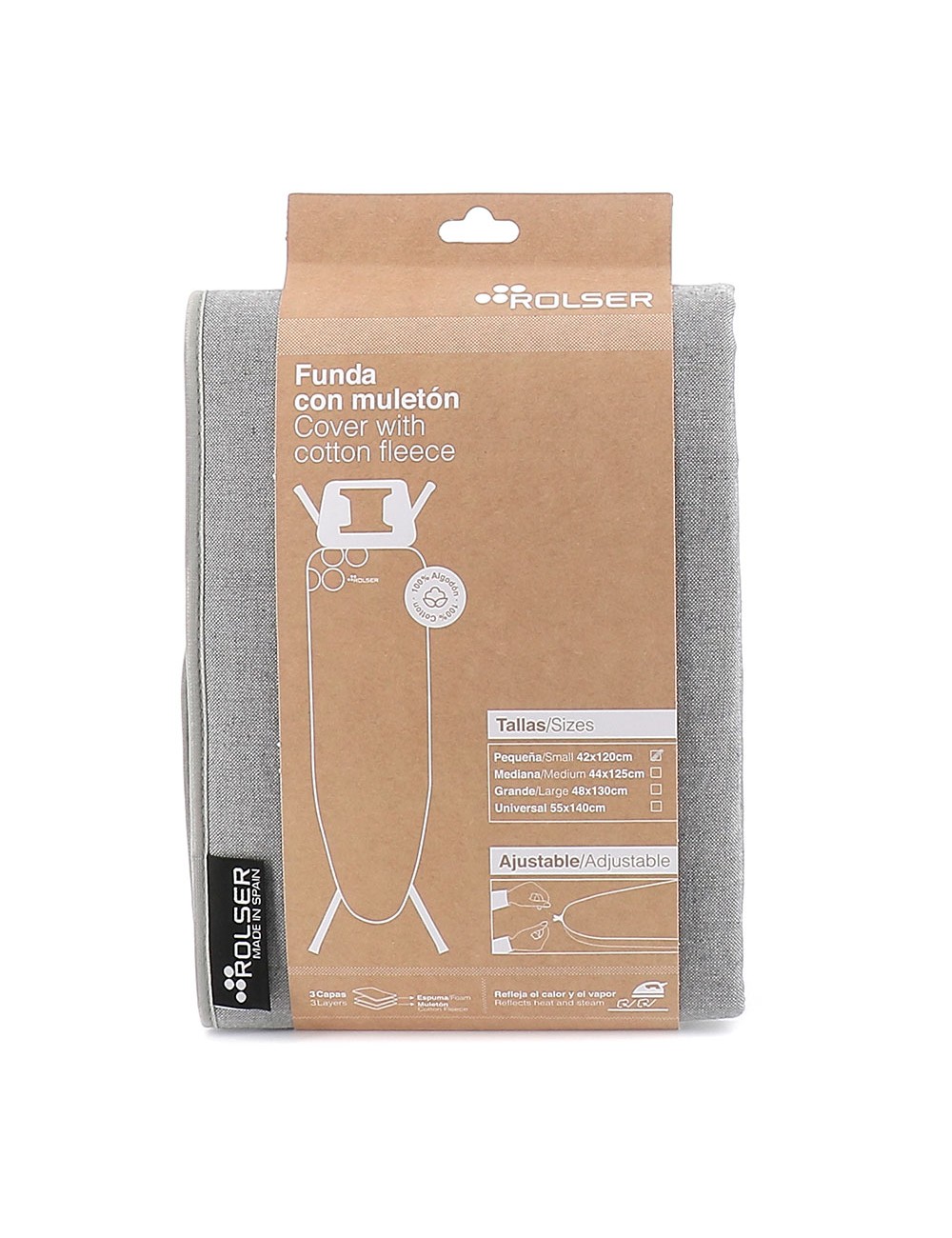 Funda color plomo para tablas de planchar 120 x 42 cm