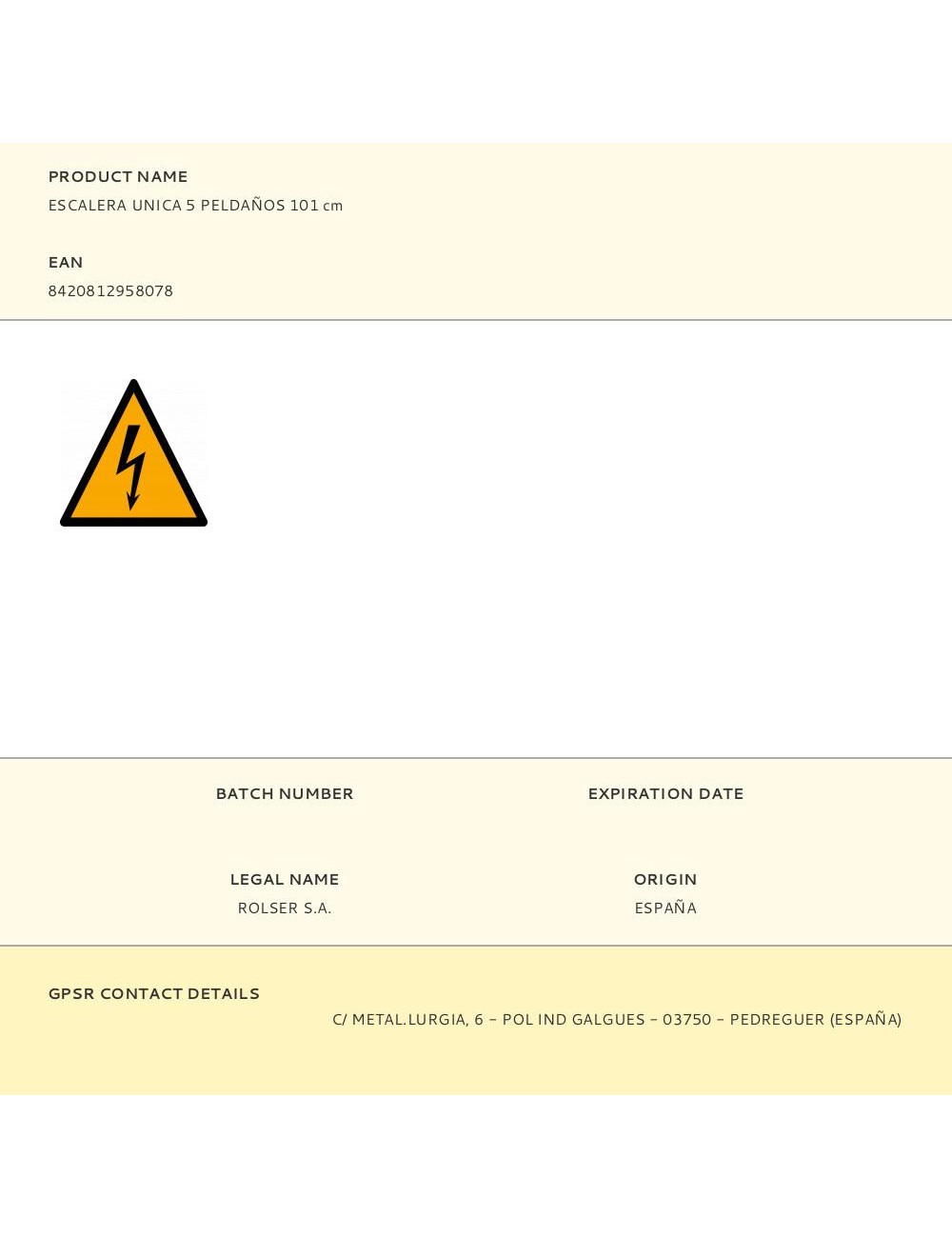 Escalera unica 5 peldaños 101 cm