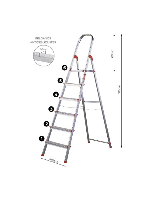 Escalera unica 6 peldaños 122 cm