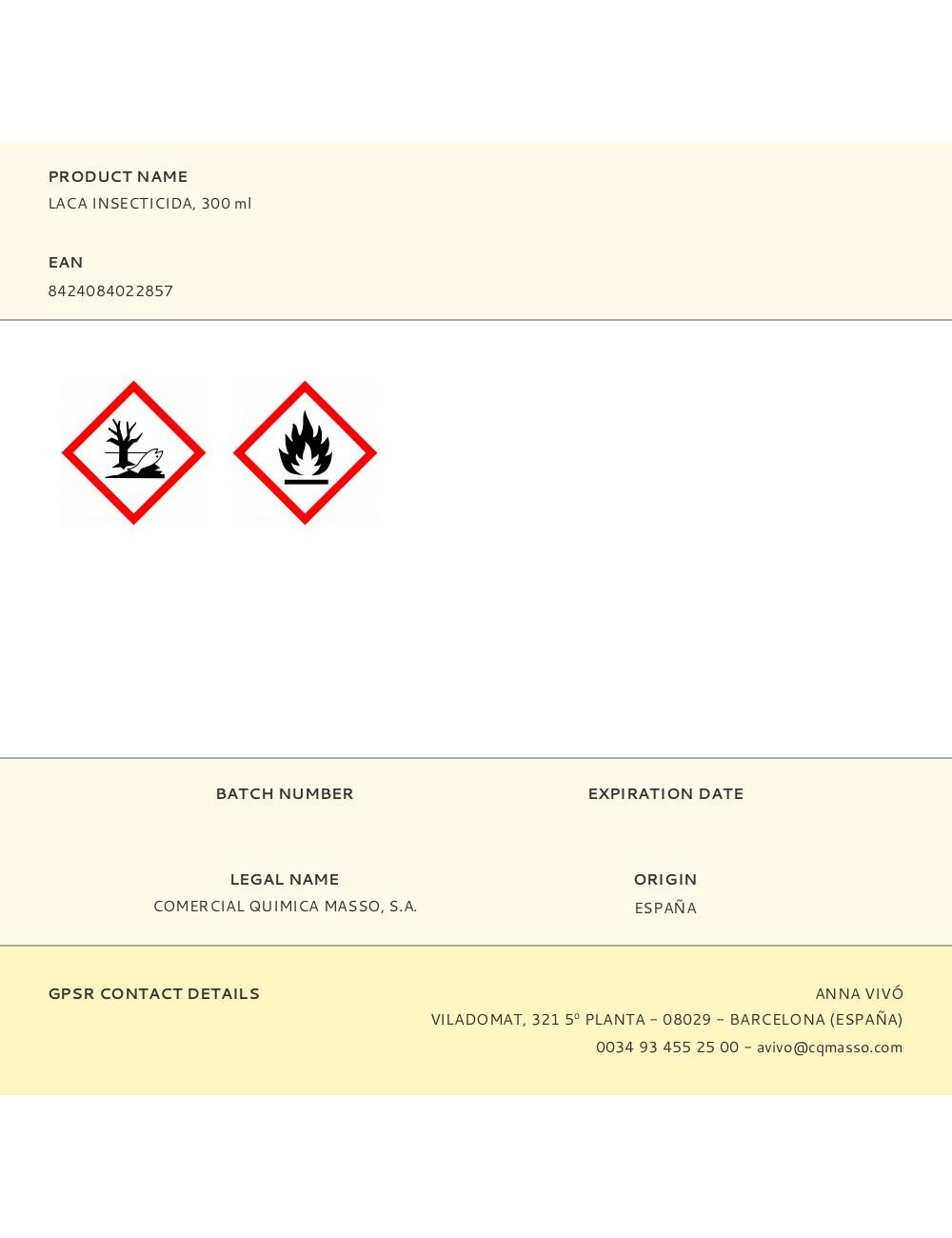 Laca insecticida, 300 ml