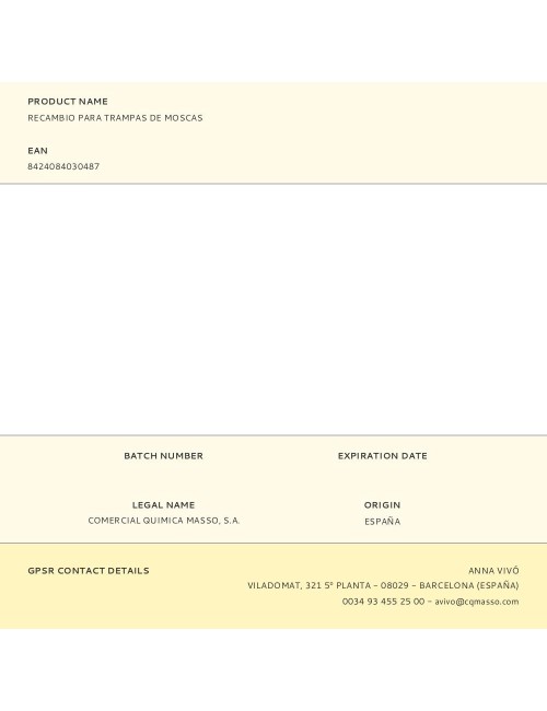 Recambio para trampas de moscas