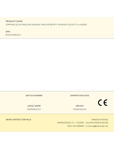 Lámpara led de mesa recargable para exterior y interior color 37 cm negro