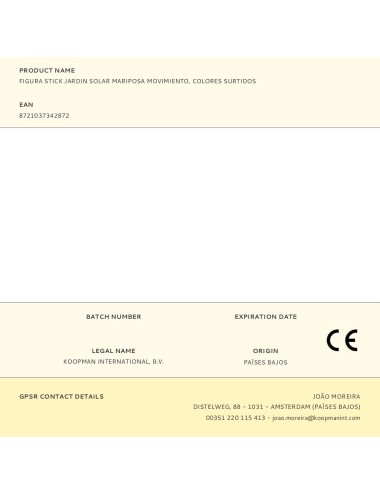 Figura stick jardin solar mariposa movimiento, colores surtidos