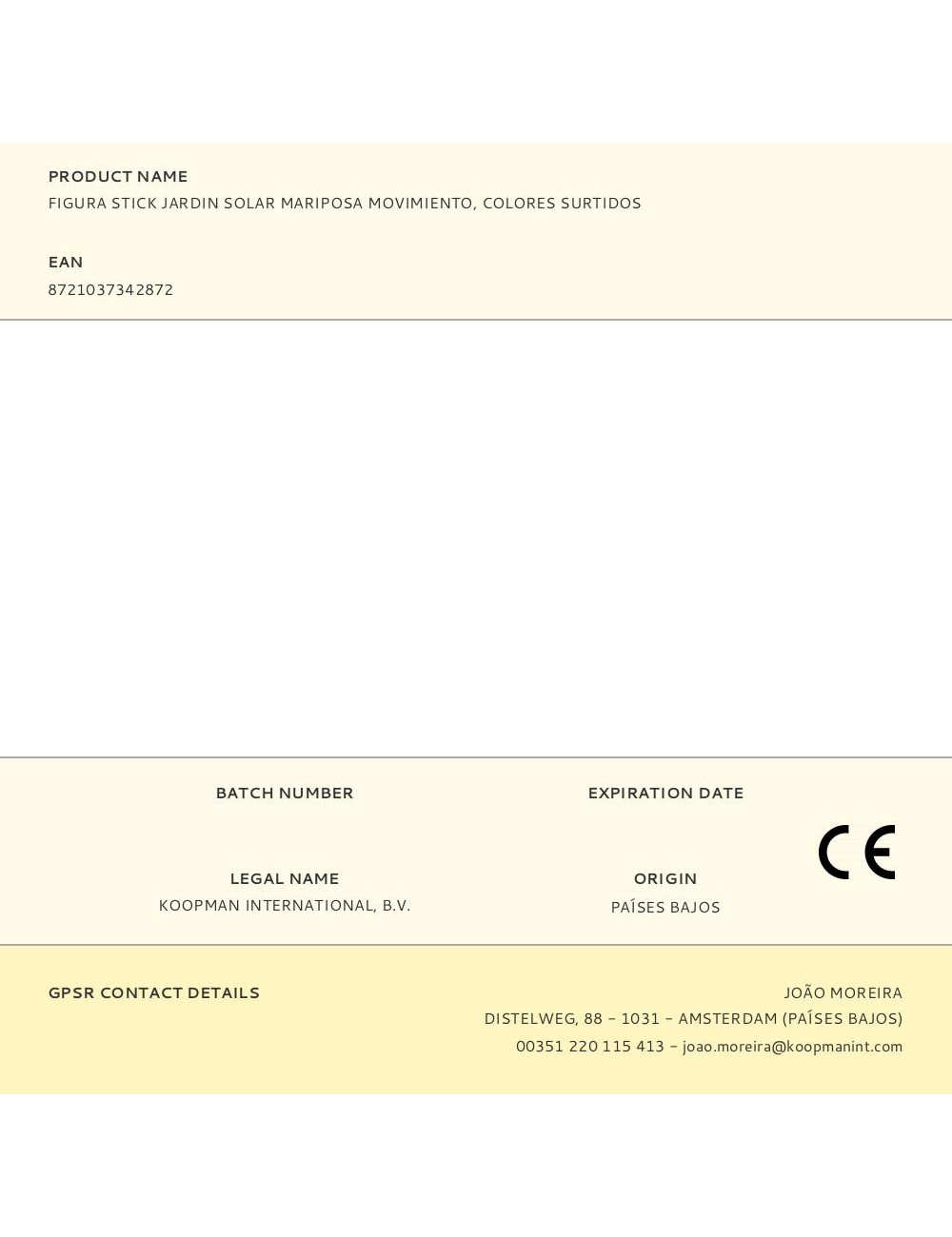 Figura stick jardin solar mariposa movimiento, colores surtidos