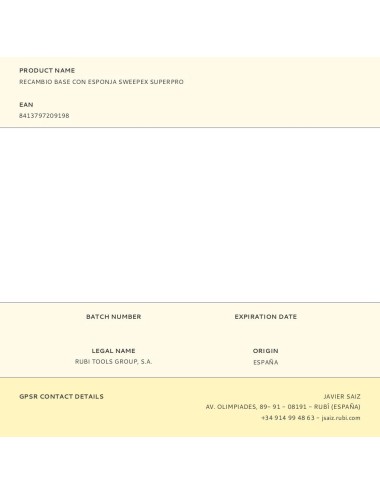 Recambio base con esponja sweepex superpro