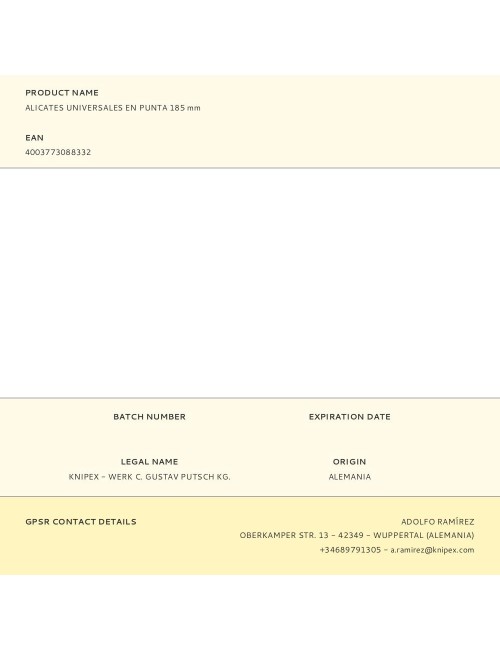 Alicates universales en punta 185 mm