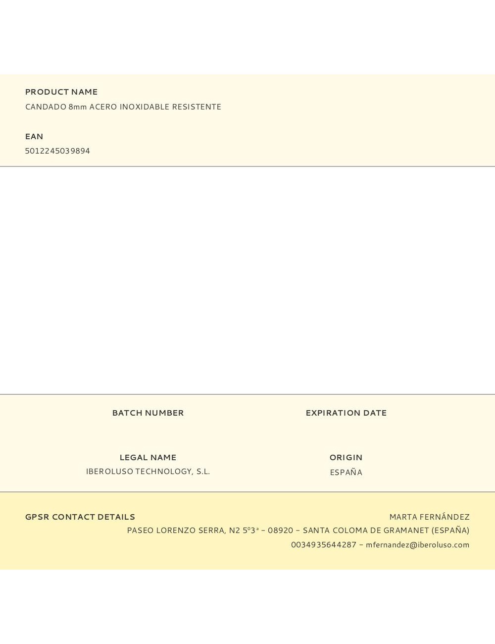 Candado 8mm acero inoxidable resistente