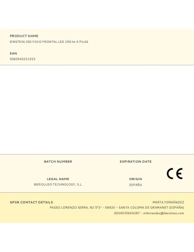 Einstein 250 foco frontal led 250 lm a pilas