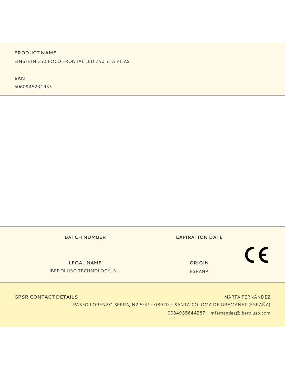 Einstein 250 foco frontal led 250 lm a pilas