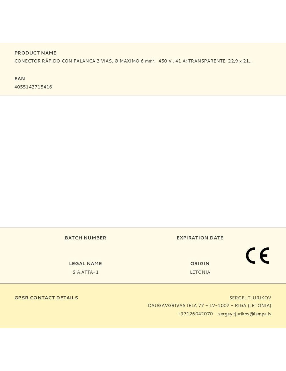 Conector rápido con palanca 3 vias, ø maximo 6 mm, 450 v , 41 a transparente 22,9 x 21,1 x 10,1 mm