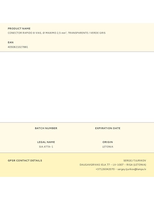 Conector rapido 8 vias, ø maximo 2,5 mm, transparente / verde gris