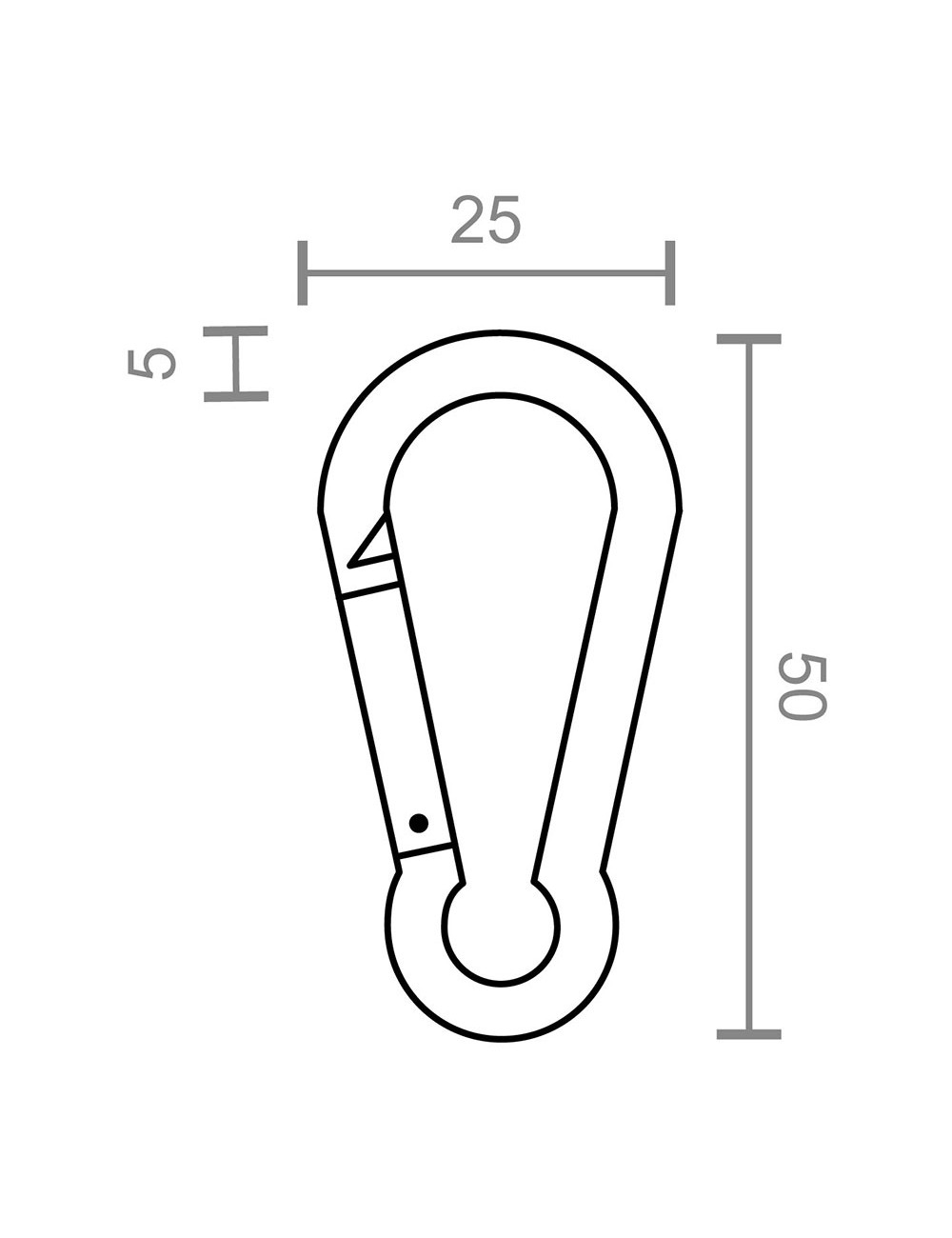 Mosquetón bombero, sin seguro, msq01, acero galvanizado, 5 x 50 mm. 2 unidades