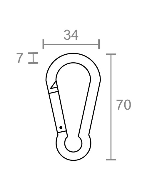 Mosquetón bombero sin seguro, msq01, acero galvanizado, 7 x 70 mm. 2 unidades
