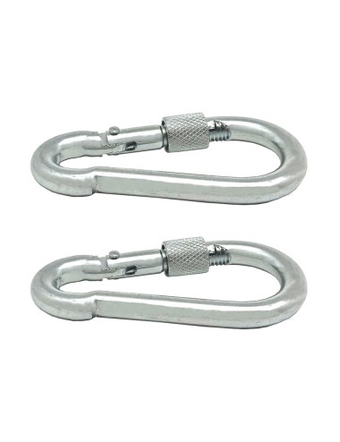 Mosquetón bombero con seguro, msq02, acero galvanizado, 6 x 60 mm. 2 unidades