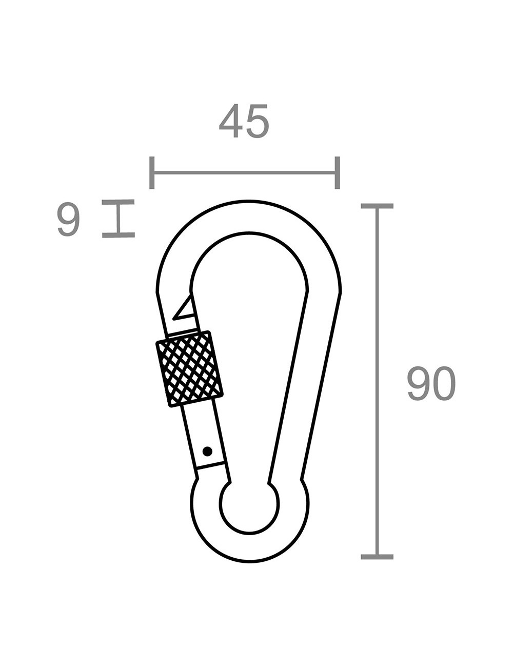 Mosquetón bombero con seguro, msq02, acero galvanizado, 9 x 90 mm