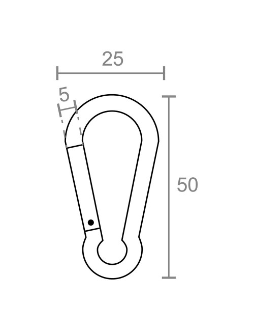 Mosquetón msq04, aluminio, colores surtidos. 5 x 50 mm, 2 unidades