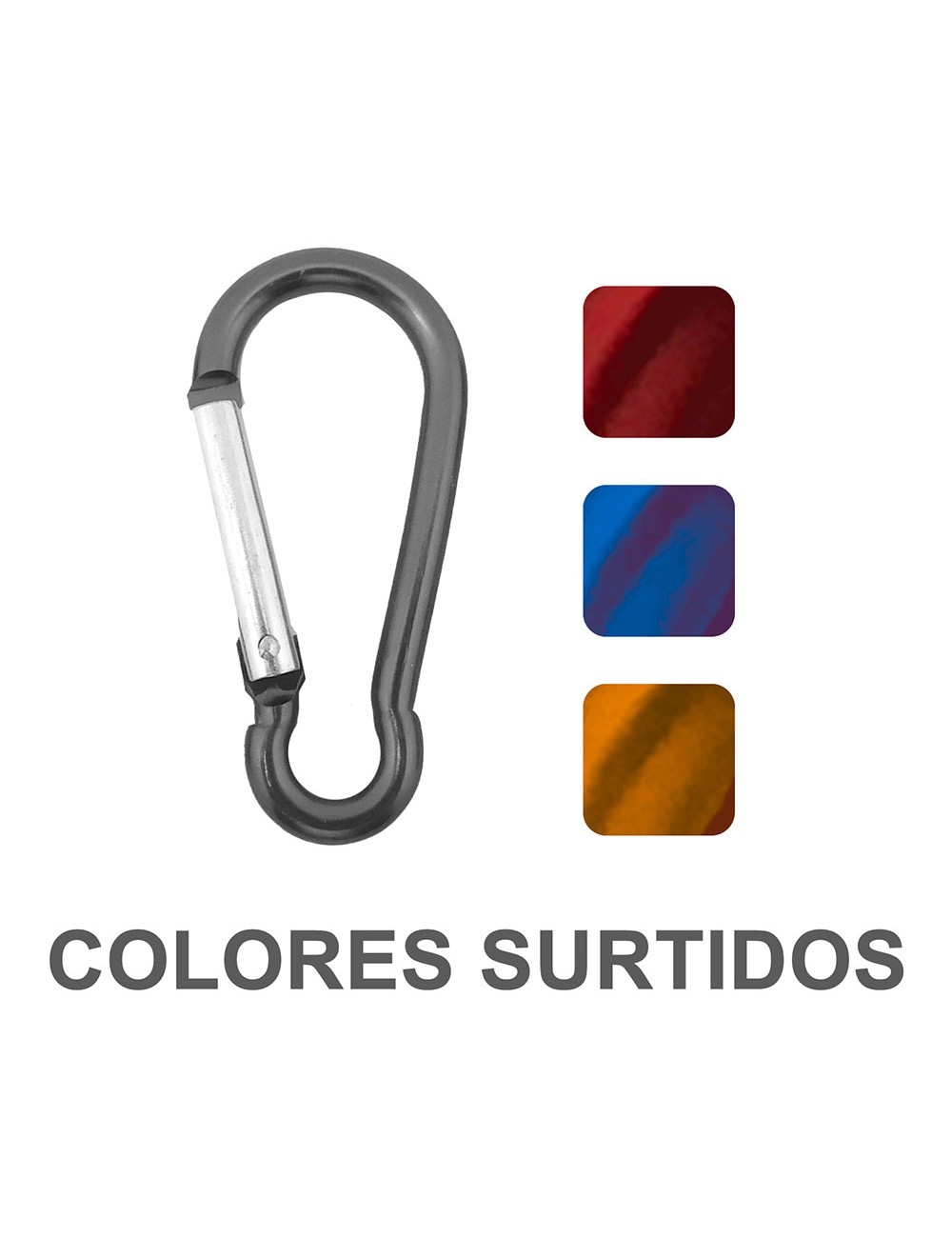 Mosquetón msq04, aluminio, colores surtidos, 8 x 80 mm