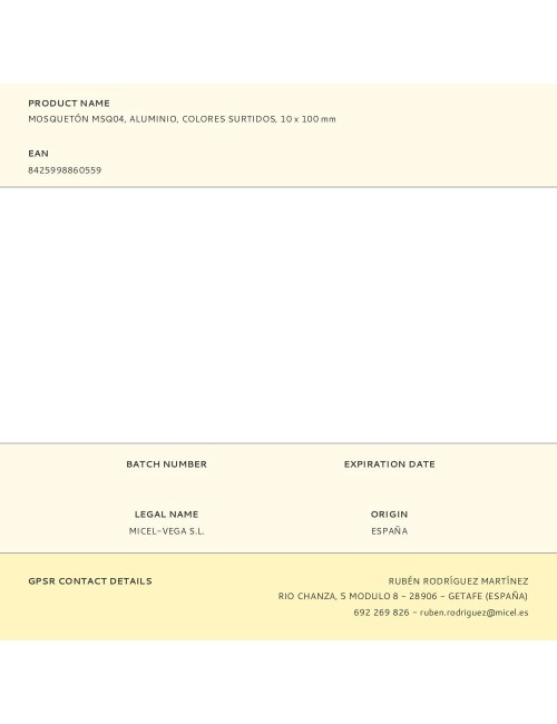 Mosquetón msq04, aluminio, colores surtidos, 10 x 100 mm