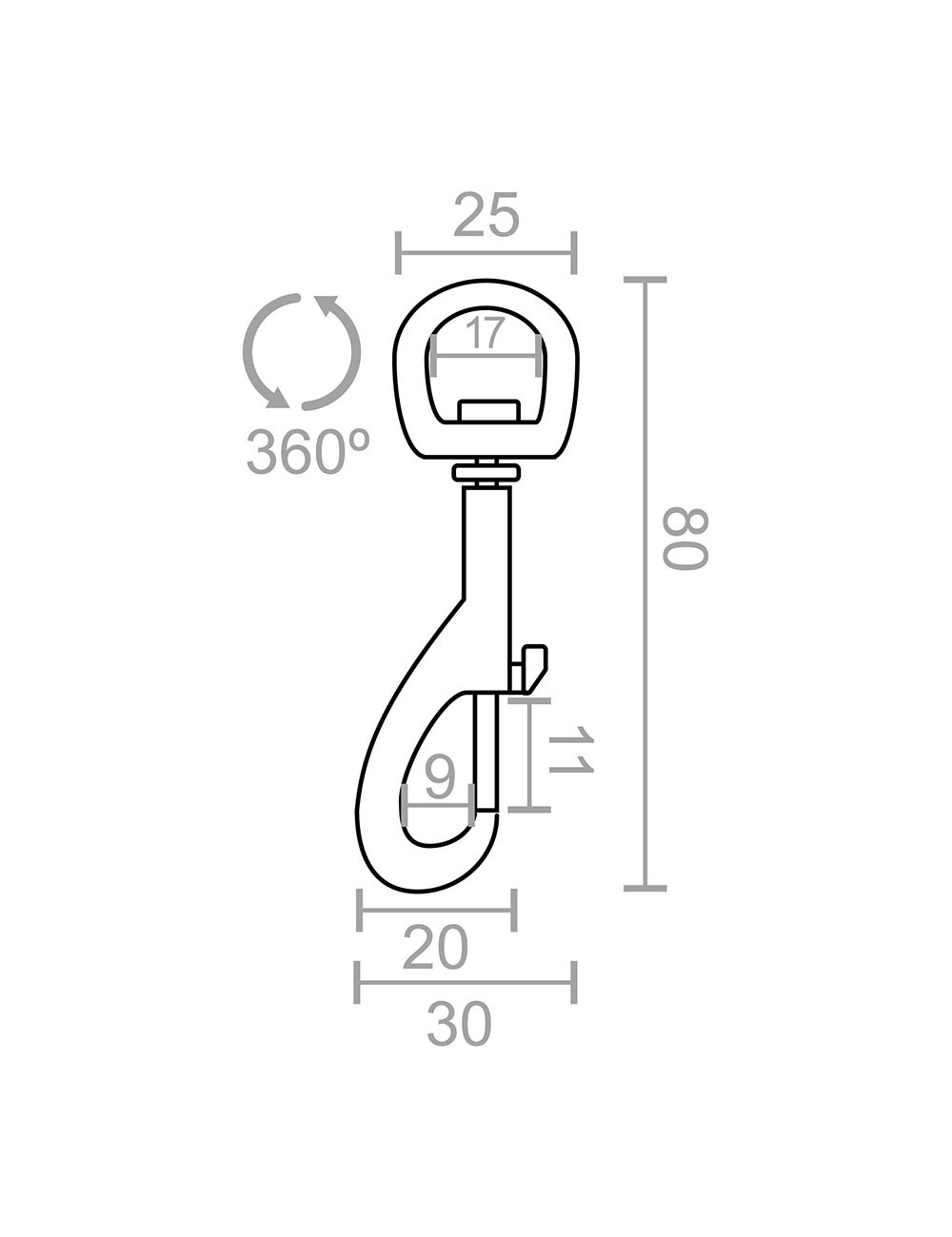 Mosquetón llavero anilla, msq05, acero niquelado, 80 mm, 5/8"