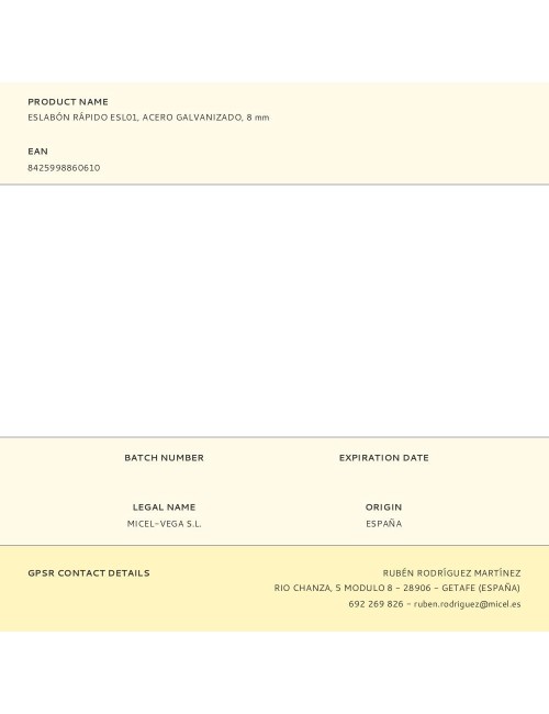 Eslabón rápido esl01, acero galvanizado, 8 mm