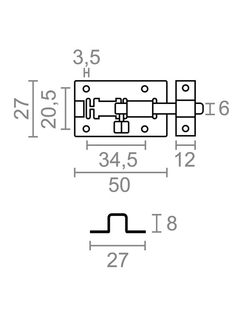 Pasador ps15, acero inoxidable, 45 mm