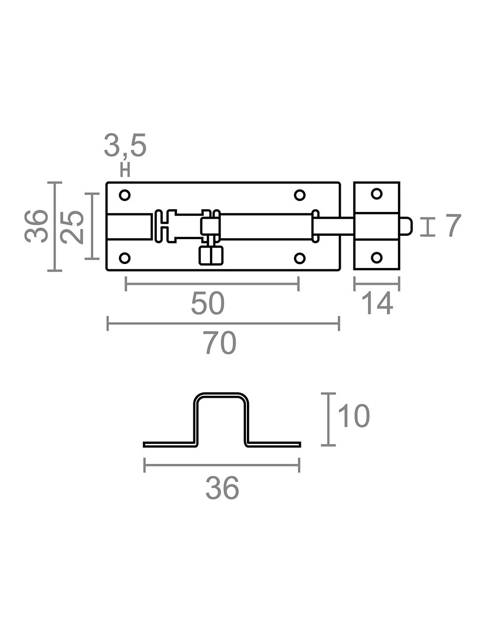 Pasador ps15, acero inoxidable, 70 mm