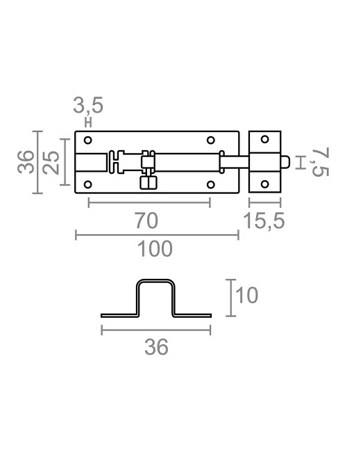 Pasador ps15, acero inoxidable, 100 mm
