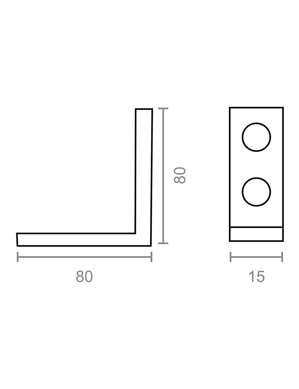 Ángulo refuerzo an02, acero zincado, 80 x 80 x 15 mm. 4 unidades