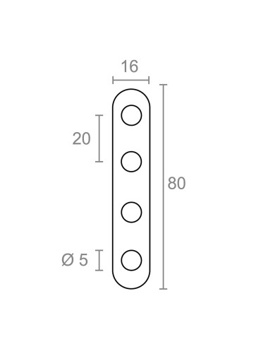 Placa recta unión plc14, acero inoxidable, 80 x 16 x 2 mm. 4 unidades