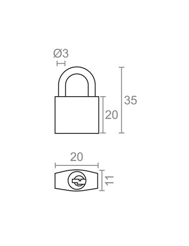 Candado de arco normal basic cn17, latón, 20 mm