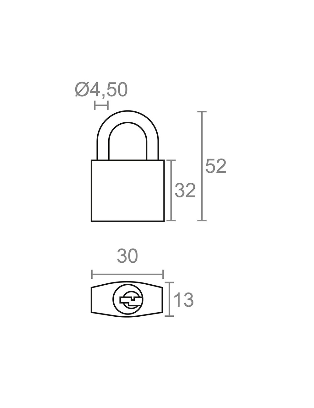 Candado de arco normal basic cn17, latón, 30 mm