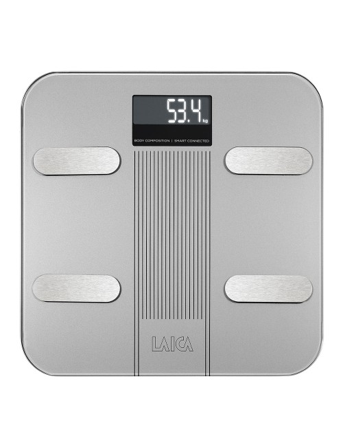 Bascula de baño smart bluetooth con cálculo de la composición corporal, color plateado, 180 kg