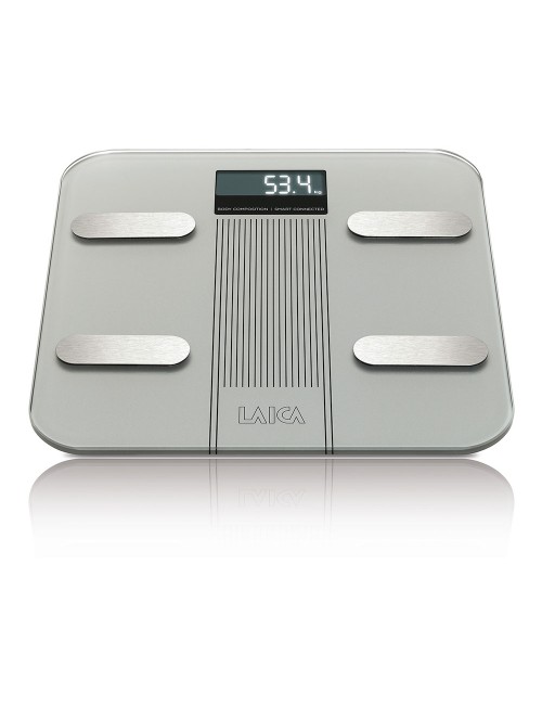 Bascula de baño smart bluetooth con cálculo de la composición corporal, color plateado, 180 kg