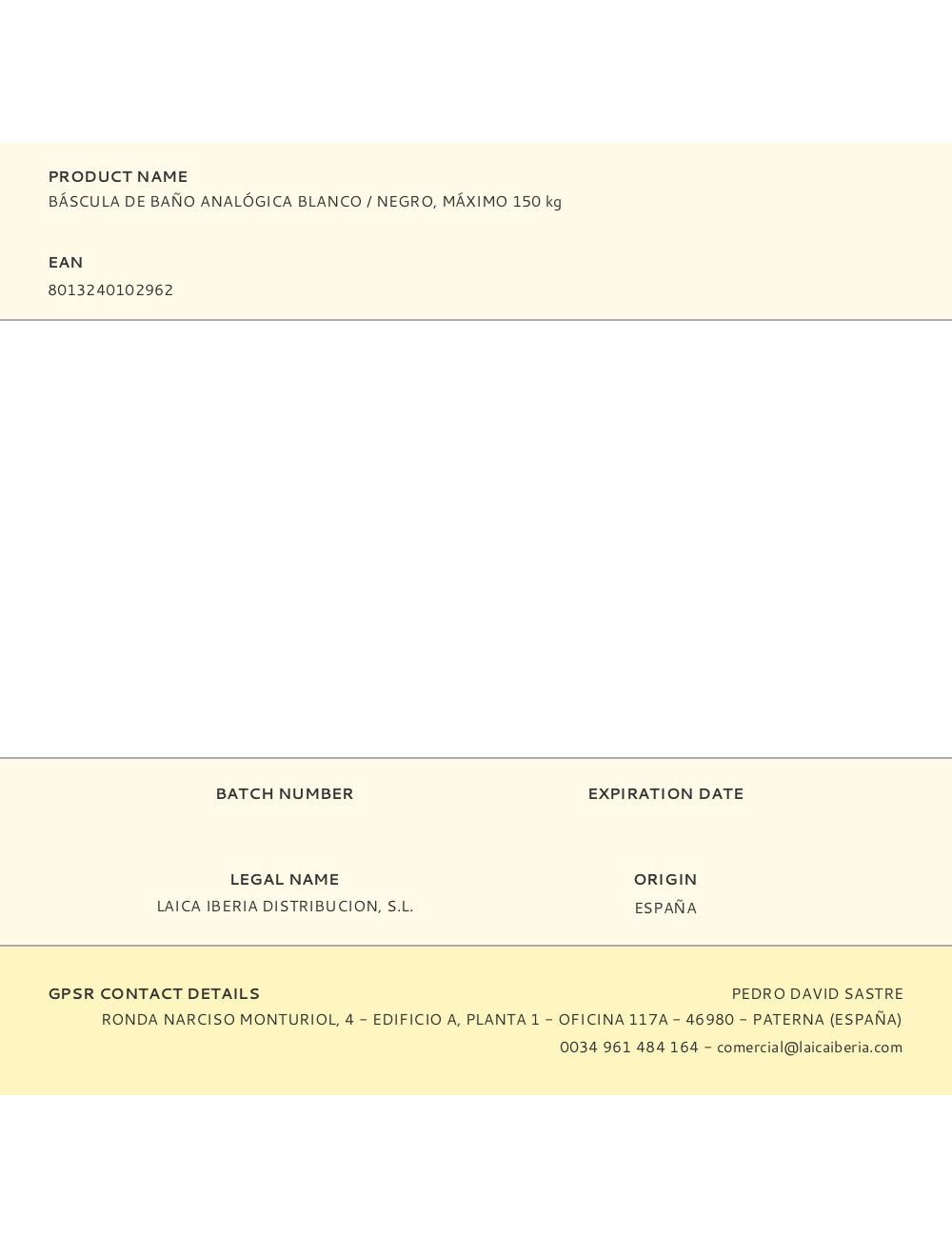 Báscula de baño analógica blanco / negro, máximo 150 kg