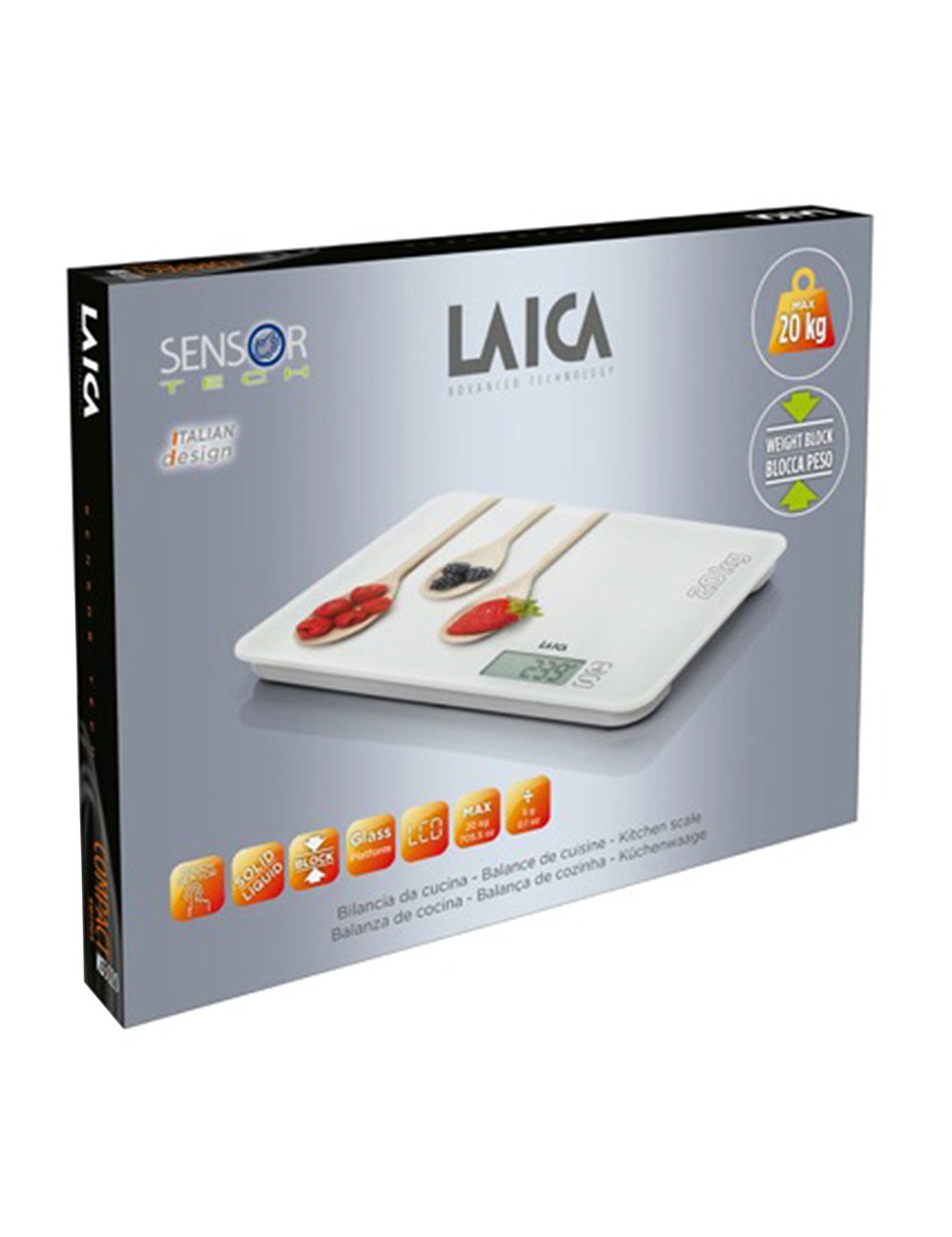 Báscula electronica de cocina, máximo 20 kg. diseño cucharas