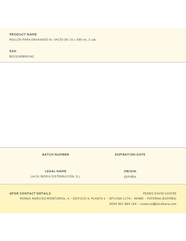 Rollos para envasado al vacío de 15 x 300 cm, 2 uds
