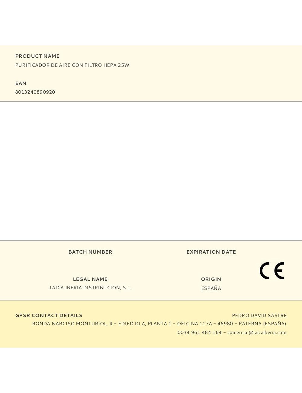 Purificador de aire con filtro hepa 25w