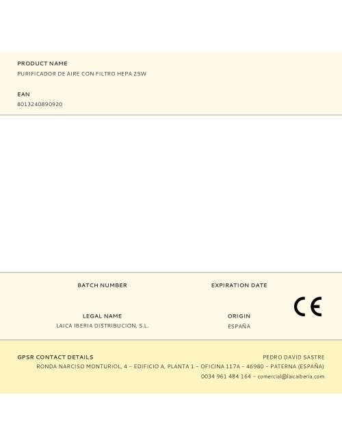 Purificador de aire con filtro hepa 25w