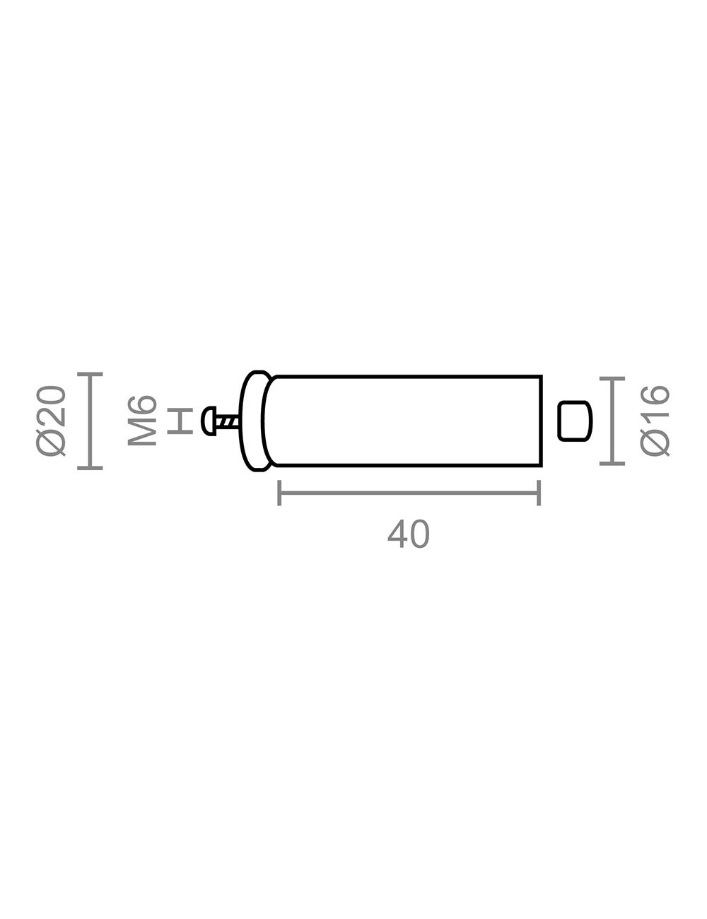 Tope persiana pr08, gris 40 mm 2 unidades