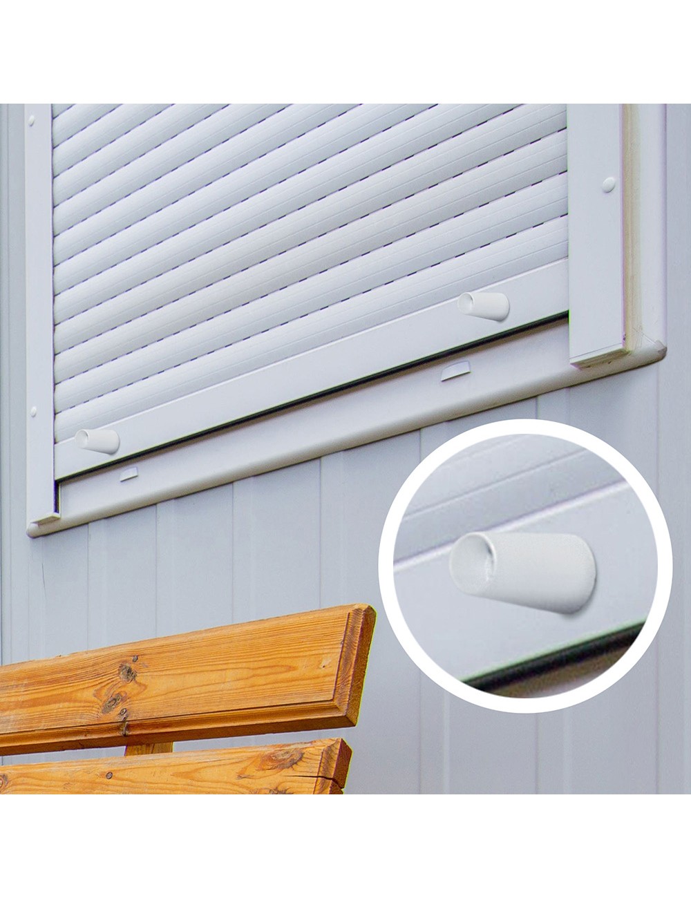 Tope persiana pr08, blanco 60 mm 2 unidades