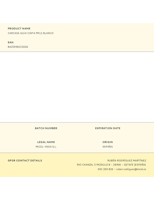 Carcasa guia cinta pr12 blanco