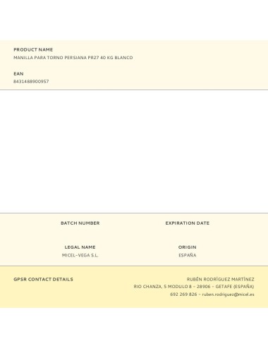 Manilla para torno persiana pr27 40 kg blanco