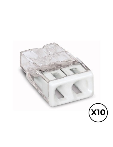 Conector rápido 2 vias, ø maximo 2,5 mm, transparente / blanca, 10 uds