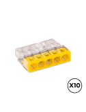 Conector rápido 5 vias, ø máximo 2,5 mm, transparente / amarilla, 10 uds