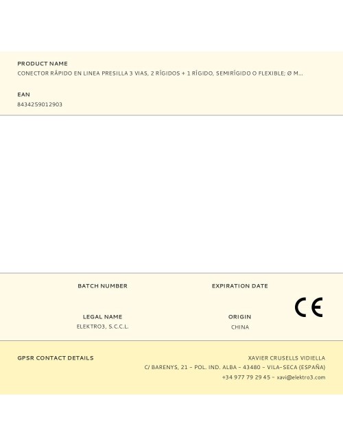 Conector rápido en linea presilla 3 vias, 2 rígidos + 1 rígido, semirígido o flexible ø máximo 2,5 mm, blanco, 10 uds