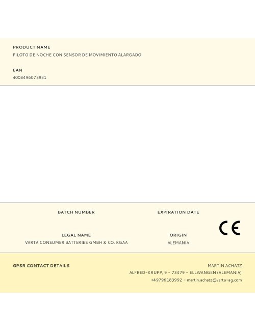 Piloto de noche con sensor de movimiento alargado