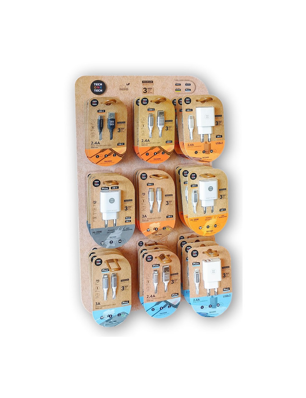 Expositor eko cargadores, contiene 27 productos, 400 x 600 x 150 mm