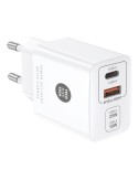 Cargador ultrarrápido 25 w usb-c + usb-a pd, blanco