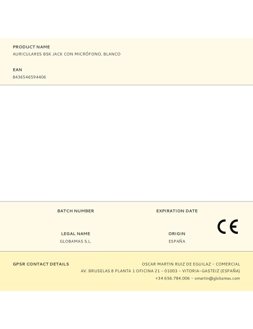 Auriculares bsk jack con micrófono, blanco
