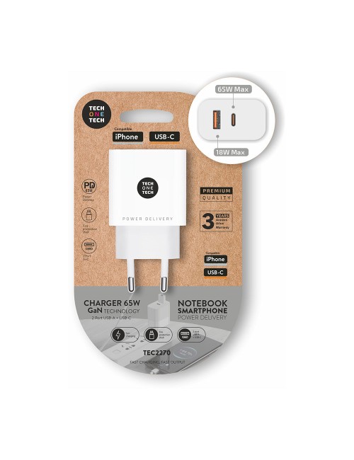 Cargador ultrarápido 65 w, blanco